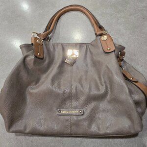 KATHY IRELAND Tan/Taupe Pebble Leather Hobo Handbag  -  Size Medium